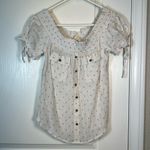 Sweet Wanderer  White Orange Polka Dot Off the Shoulders Blouse Medium #1328-AZ Photo 1