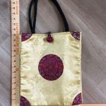 Chinese Oriental Vintage Silk Golden Red Double Handle Shoulder Bag Tote Purse Photo 6