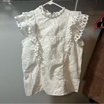 EXPRESS Lace Flutter Sleeve Eyelet Blouse White MEDIUM Photo 1