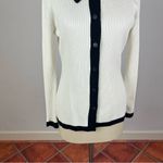 White House | Black Market Petite Black + White Colorblock Cardigan Photo 4