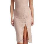 Dress the Population Nude Pink Zahra Lace Front Slit Midi Dress Small Sample Photo 0