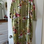 Shanghai SoHo Green Floral Lotus Long Kimono Robe Pajama Sill Like One Size NEW Photo 0