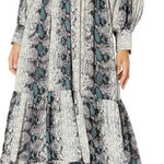 Angie Womens Boho Witchy Twist Keyhole Front Reptile Print Midi Dress Size S Photo 0