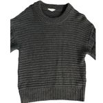 Elodie Gray Pullover Chunky Knit Crewneck Sweater Pom Pom Sleeves Size Medium Photo 6