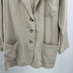 Bonjour  flax blend neutral blazer jacket M beige pockets casual resort work Photo 2