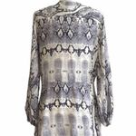 Blue Island Beach Blue Ivory Long Sleeve Tassel Tie Swimsuit Coverup Dress Small Photo 6