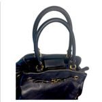 Salvatore Ferragamo Gancini Black Silver tone Hardware Leather Bag Photo 3
