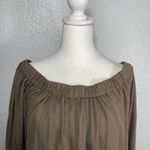 Wishlist  Chocolate Brown Top Blouse L Flowy Tunic Neutral Peasant Off Shoulder Photo 1