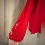 Liz Claiborne  Red Long Sleeve V-Neck Top Photo 1