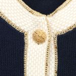 St. John  Evening Santana Knit Navy Blue Gold Nugget Buttons Jacket *Flaw 4 Photo 2