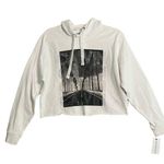 Calvin Klein Womens XS White Gray Rhinestone Graphic Cropped Hoodie NWT Photo 0