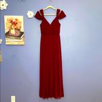 Azazie  Deep Red (Burgundy) Maxi Pleated V-Neck Gown Size A6 Photo 5