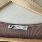 ZARA  Ribbed Basic Brown Taupe V Neck Top Photo 2
