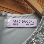 Mac Duggal  5980 Blue High Neck Short Sleeve Crystal Fringe Column Dress Photo 13