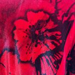 The Pyramid Collection Tunic Top Womens XL Red Velvet Ruffle Floral Long Sleeve Photo 5