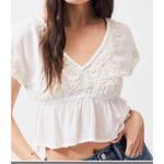 Anthropologie New.  RAGA Sorrento Peplum Crop Top in White Photo 2