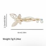 Set Of 2 Butterfly‎ Alloy Rhinestone Imitation Pearl Fashion Hair Clips Gold Photo 7