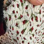 Reformation Seabreeze Marion Rose Print Tie Shoulder Smocked Mini Dress Photo 3