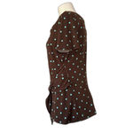 Karin Stevens Vintage Brown Polka Dot Belted Blouse L 12 Photo 3