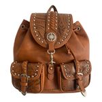 Western Embossed Faux Leather‎ Backpack Tan Photo 0