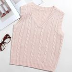 Romwe Baby Pink Cable Knit Sweater Vest Photo 0