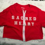 Custom Made Sacred Heart University Cropped Shirt Red Photo 0