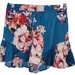 Band of Gypsies  Teal Blue Floral Print Flowy Boho Shorts NWT Size Small Photo 0