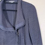Vince Navy Blue Tweed Asymmetrical Zip Blazer Jacket Womens XS Preppy Classic Photo 9