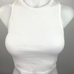ZARA White Ribbed Knit High Neck Fitted Stretch Chic Cropped Tank Top Size L Photo 3