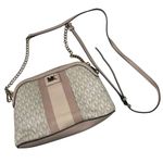 Michael Kors Logo Printed Light Pink Stripe Detail Leather Crossbody Bag Purse Photo 0