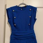 International concepts INC Cobalt Blue Double Breasted Military Jumpsuit Size 2P Photo 2