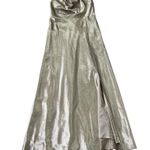 Birdy Grey  Champagne Satin Slit Bridesmaid Formal Dress Women Size Medium | 65-2 Photo 4