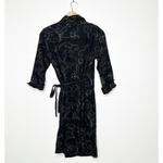 Selene Sport Black Linen Blend Embroidered Wrap Dress Size Medium Photo 3
