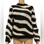 Who What Wear  Mock Neck Animal Print Pullover Sweater Black & White Size S Photo 2