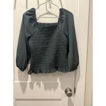 Madewell Women’s Lucie Bubble Sleeve Smocked Crinkle Top Blouse Small Green Palm Photo 1