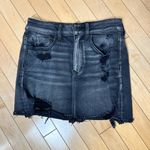 American Eagle  Super Stretch X Black Denim Distressed Jean Jeans Skirt Size 2 Photo 1