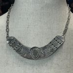 Boho Y2K Silver Tone Turquoise Colored Tribal Statement Necklace Festival Vibes Photo 4