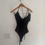 H:ours  Lauren Black Strappy Bodysuit Sz S Photo 1