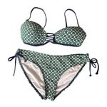 Retro Green and White Bikini with Adjustable Straps Size M Photo 0