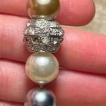 Charming Charlie Faux Pearl Beaded Rhinestone Magnetic Clasp Closure Bracelet Photo 4