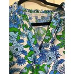 Sugar Lips Floral Print V Neck Puff Sleeve Blouse Top Womens XS Blue Green White Photo 4