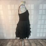 Row A Black Velvet Ruffled Chiffon Skirt Lined Mini Party Dress Size Large Photo 3