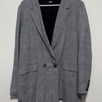Reformation  Houndstooth Linen Oversized One Button Blazer Size Large Photo 0