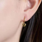 Boutique Heart Huggie Hoop Earrings | Yellow‎ Gold Plated Sterling Silver Photo 8