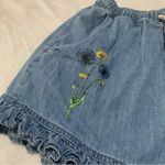 Disney  size medium High Waist Blue Denim Shorts Floral Mushroom tinkerbell pull Photo 3