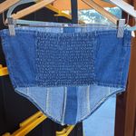 Vintage Lone Star Blue Indigo Wash Denim Smocked Corset Tube Top Size Small Photo 4