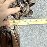 Vintage Y2K Dressbarn Dress Womens 18 Brown Peacock Print Babydoll Beaded Boho Photo 5