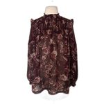 Taylor and Sage Printed Lace Illusion Dark Berry Bark Polyester Blouse Top Sz M Purple Size M Photo 1