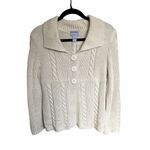 Pacific Heights Y2K Cream Cable Knit Chunky Babydoll Sweater Cardigan Medium Rib White Photo 0