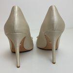 Badgley Mischka 🌸 Ivory Satin Lavender II Crystal Detail Peep Toe Heels Photo 14